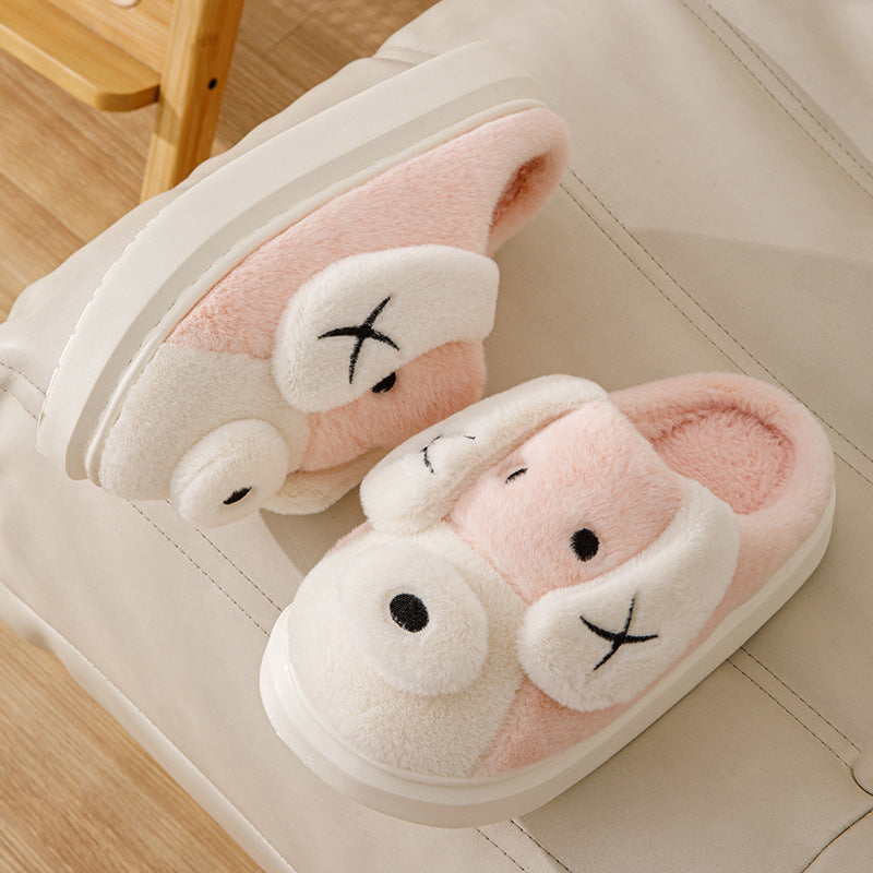 Cute Cartoon Dog Plush Slippers Winter Warm Non-slip - Bellarte Enchanté Cute Cartoon Dog Plush Slippers Winter Warm Non-slip